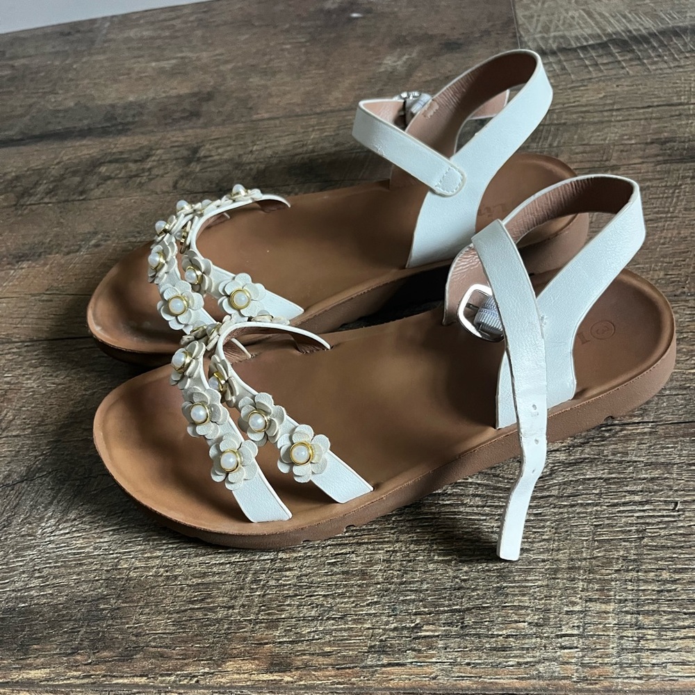 Sandals Bundle White Floral + Glitter Jelly Beach Shoes Lot girls size 3 - Picture 6 of 14